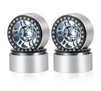 TOQPCZA Rc Upgrade Components For Axial For SCX10 For TRX-4 D90 1/10 4Pcs Aluminum Alloy 1.9 Inch Beadlock Wheels Rims Hubs RC Crawler Car Truck Model Parts(Titanium)