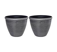 Toque 2PCS Plastic Garden Plant Pots 30cm Round Outdoor Planters Drainage in Black Toque Black