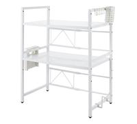 TOQUE 3 Tier Expandable Rack Stand Kitchen Storage Holder Microwave Oven Shelf - White