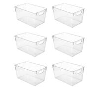 Toque 6PCS Fridge Storage Bins Clear Kitchen Organiser Containers PET Toque Clear