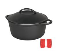 Toque Cast Iron Dutch Oven Heavy Duty Casserole Dish Pot Stockpot With Lid in Black Toque Black