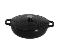 Toque Cast Iron Enamel Dutch Oven Bread Baking Casserole Pot Self-Basting in Black Toque Black