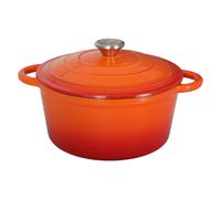 Toque Cast Iron Enameled Dutch Oven Pot Casserole Dish with Lid Non-Stick in Orange Toque Orange
