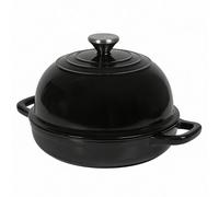 Toque Cast Iron Enamelled Dutch Oven Bread Baking Pot Casserole Dish Round in Black Toque Black