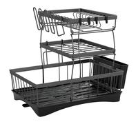 Toque Dish Drying Drainer Rack 3 Tier with Drip Tray Plate Cup Cutlery Holder