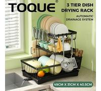 Toque Premium Rust-Resistant Kitchen Dish Drying Racks: Two Tier Expandable Dish Drainer Rack