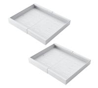 TOQUE Pull Out Cabinet Organizer Adhesive 2 Pcs Expandable White Storage Drawers