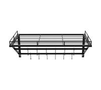 Toque Wall Mounted Pot Pan Rack Utensil Rail Holder Shelf 12 Hooks in Black Toque Black