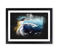 Tor Bay Seascape In Canada Paint Splash Modern Art Framed Wall Art Print, Ready to Hang Picture for Living Room Bedroom Home Office Décor, Black A4 (34 x 25 cm)