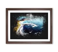 Tor Bay Seascape In Canada Paint Splash Modern Art Framed Wall Art Print, Ready to Hang Picture for Living Room Bedroom Home Office Décor, Walnut A4 (34 x 25 cm)