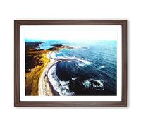Tor Bay Seascape In Canada Painting Modern Art Framed Wall Art Print, Ready to Hang Picture for Living Room Bedroom Home Office Décor, Walnut A4 (34 x 25 cm)