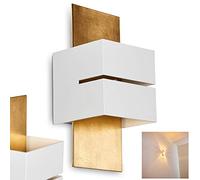Tora Metal Wall lamp in White/Gold with Slot, Modern Wall lamp with Light Effect, 1 x G9 Socket, Cube/Indoor Wall Light with up & Down Effect, Without Bulbs