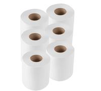 TORA PURE 6 x Economy White Centrefeed Paper Tissue Rolls - 2-Ply Embossed Centre Feed - High-Absorbency Hand Towel & Cleaning Rolls for Kitchen, Catering, Washrooms & Commercial Use - 150 m Each (6)