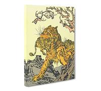 Tora Tiger By Kawanabe Kyosai Asian Japanese Canvas Wall Art Print Ready to Hang, Framed Picture for Living Room Bedroom Home Office Décor, 24x16 Inch (60x40 cm)