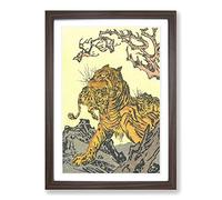 Tora Tiger by Kawanabe Kyosai Framed Print | A2 Walnut Framed Wall Art | Ready to Hang | Modern Animal Picture | Living Room Bedroom Lounge Office