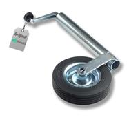 Torado® Car Trailer Jockey Wheel 48 mm Heavy Duty with rubber tyre wind up handle Spare Wheel