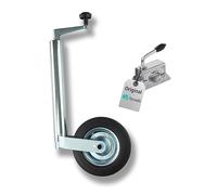 Torado® Car Trailer Jockey Wheel 48 mm rubber tyre Kit wiht fixing bracket Heavy Duty wind up handle Crank Spare Part Accessories