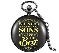 TORALF Antique Quartz Pocket Watch Personalized Unique Printed Text When God Made Sons, He Gave Me the Best