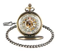 TORALF Retro Vintage Mechanical Pocket Watch Stars Treasure box Pattern Hand Winding Bronze Clock