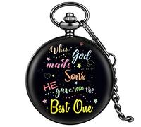 TORALF Smooth Black Printed When God Made Sons, He Gave Me the Best One Quartz Pocket Watch Unique Clock