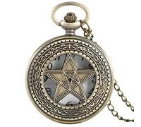 TORALF Vintage Necklace Pentagram Pentacle Pagan Wiccan Witch Pewter Quartz Pocket Watch