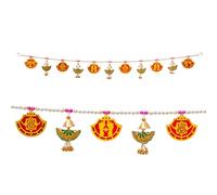 Toran Bandanwaar Artificial Flower Garland for Wall Door Hanging Home Temple Festival Wedding Function Party Decoration Decor and Gifting (Red Green Farsa Design)