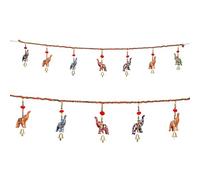 Toran Door Hanging Wall Hangings Bandanwar Garland with Fabric Elephant Pom Pom for Christmas Decorative for Indoor Outdoor Home Decor Office Temple New year Party Theme Decorations (Size:- 44"X7")