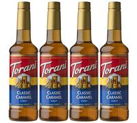 Torani Classic Caramel Coffee Syrup Gift Set (4 x 750ml) - Premium Caramel Syrup & Flavouring for Lattes, Macchiatos & Iced Coffee - Barista Quality, Vegetarian-Friendly