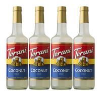 Torani Coconut Coffee Syrups Gift Set (4 x 750ml) - Premium Cane Sugar Syrup Flavouring for Lattes, Cocktails & Tropical Drinks, Vegetarian-Friendly