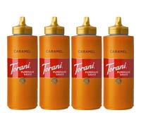 Torani Puremade Caramel Sauce (4 x 468g) - Rich, Buttery Flavour with No Artificial Ingredients - Ideal for Coffee, Milkshakes or Hot Chocolate - Ice Cream Sauce for Desserts, Pancakes & More