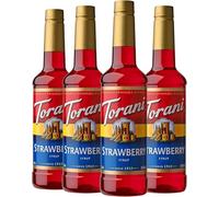 Torani Strawberry Syrup (4 x 750ml) - Premium Cane Sugar Syrups for Mocktails, Cocktails, Iced Tea, Smoothies, Soda & Lemonade - Bright, Juicy & Sweet - Ideal for Drinks and Desserts