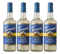 Torani White Chocolate Sugar Free Coffee Syrups (4 x 750ml) - Zero Sugar Syrup Gift Set & Flavouring for Hot Chocolate & Iced Drinks - Coffee Gift Set