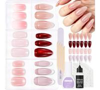 Torbers Press on Nails for Women 144 Pcs 6 Packs, Soft Gel False Nails with Nail Glue and Remover, Almond & Square Full Cover Fake Nails Kit, Stick on Nails Multicolor Manicure All in One Box