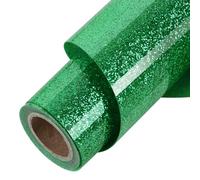 TORC Green Glitter HTV Green Heat Transfer Vinyl HTV Rolls, 12" x 6 ft Iron on Vinyl for T Shirts Green Glitter HTV Vinyl for All Cutter Machines Easy to Cut & Weed for Heat Vinyl Design 1 Roll