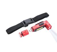 Torch/Bending lamp, Multifunctional: Working/Safety/and Head Light - ECO KNICKLICHT - 5 Light Functions - Light Head can be Bent by up to 90° for Optimal Illumination - Magnetic Function - red