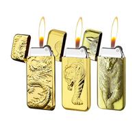 Torch Lighter, 3 Pack Relief Figure Design Butane Lighters, Refillable Gas Lighter with Adjustment Tool, Portable Adjustable Soft Flame Lighter for Indoor,Outdoor,Camping Family Use(Without Butane)