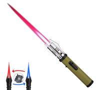 Torch Lighter, Bright Fire Lighter, Lightsaber Lighter with Safety Lock and Adjustable Red/Blue Flame, Refillable Butane Gas Lighter, for Cigar, BBQ, Baking, Camping, Gift for Man（Green）