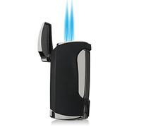 Torch Lighter Cigars Double Jet Flame Lighter with Cigar Punch (Black)