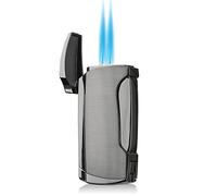 Torch Lighter Cigars Double Jet Flame Lighter with Cigar Punch (Gunmetal)
