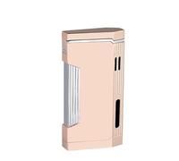 Torch Lighter Double Jet Flame Butane Refillable Gas Windproof Lighters with Gas Window Cool Pipe Lighters Unique Gifts for Family Friend Men (Rose Gold)