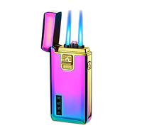 Torch Lighter Electric Arc Lighter 2 in 1 Dual Jet Flame Butane Lighter Refillable Butane Dual Arc Electric Lighter USB Rechargeable Lighter Windproof Lighter for Candle Kitchen BBQ No Gas (Colorful)