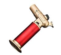 Torch Lighter with Single Double Jet Flame,Adjustable Cigar Lighters Butane Refillable,Windproof Cooking Gas Lighters for Candle Fire BBQ Smoking (Without Butane),Red