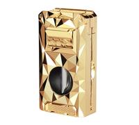 Torch Lighter with Windproof Jet Flame, Built-in V Cutter & Needle, Refillable Butane Gas Metal Lighter, Multifunctional All-in-one Lighters for Candles Men Gifts (Without Gas)