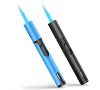 Torch Lighters 2 Pack Adjustable Jet Flame Butane Lighter, Refillable Gas Torch Lighter for Candles Grill BBQ Fireplaces Camping (Butane Not Included)