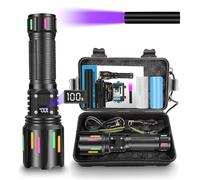 Torches LED Super Bright, 1000000 Lumens Rechargeable Torch 5 Modes with LCD Digital Display, Waterproof Zoomable Tactical Torch, Powerful Handheld Flashlight for Camping Emergency Gift (LED+UV)