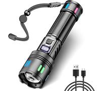 Torches LED Super Bright, 10000LM Waterproof Torch Rechargeable with 5 Modes, Flashlight Torches Battery Powered, Powerful Flash Light for Outdoor, Emergencies, Camping (Expressive)