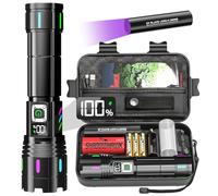 Torches LED Super Bright Rechargeable - 30W 500000 Lumens Powerful Torch with LCD Display XHM90.2 Tactical Flashlight 5 Modes & Zoomable Flash Light IP67 Waterproof for Emergency, Camping, Dog Walking