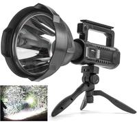 Torches LED Super Bright Rechargeable Long Throw Searchlight, 100000 Lumen Brightest Flashlight with Tripod Suitable for Outdoor Emergency, Camping, Fishing, Hunting and Other Multi-Function Lighting
