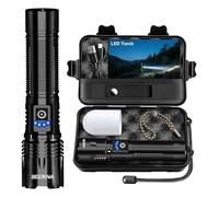 Torches LED Super Bright USB Rechargeable 50000L Flashlight 24h Long Battery Life Adjustable Focus, 5 Modes Powerful Tactical Torch IP67 Waterproof Outdoor Flash Light for Camping Hiking Emergency