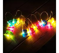 TORCHSTAR 5.1ft LED Birthday Party String Lights, 13 LEDs Multicolor Letter Decoration, Battery Powered Fairy Décor Supplies for Decorating, Low-Heat-Emission Safe for Kids